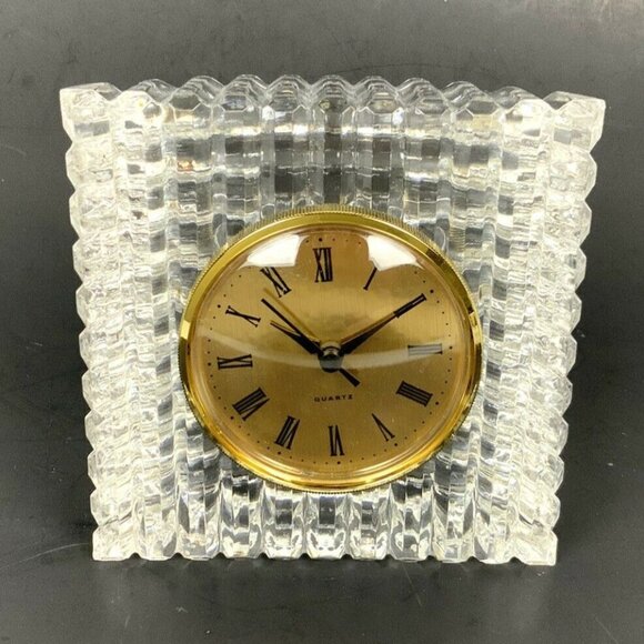 Illusions 24% Full Lead Crystal Quartz Clock Made In Czech Republic With Box - Picture 1 of 8